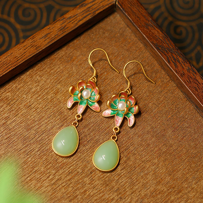 Earrings - Orecchini a Goccia d'Acqua in Giada