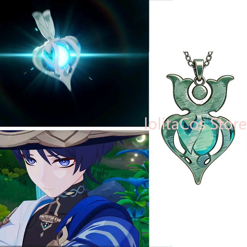 Anime Pendant Necklace - Collana in Metallo Genshin Impact Wanderer,