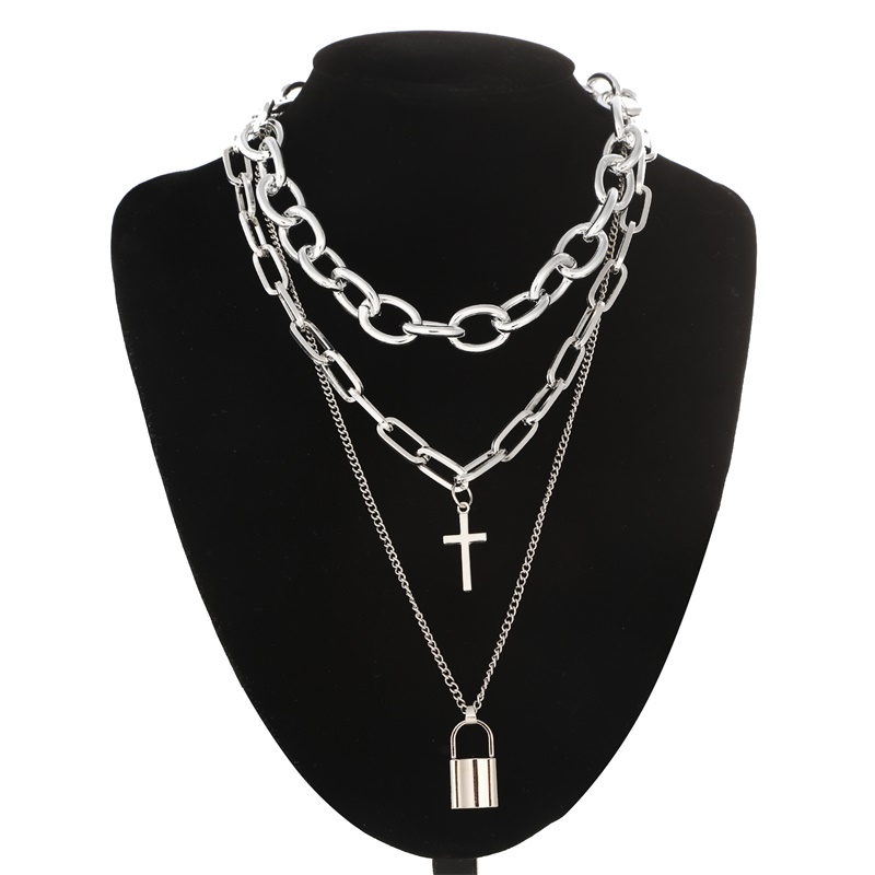 FNQUFUJ Collana a catena punk  - Layered Pendant Necklace Aesthetic recensione e prezzo