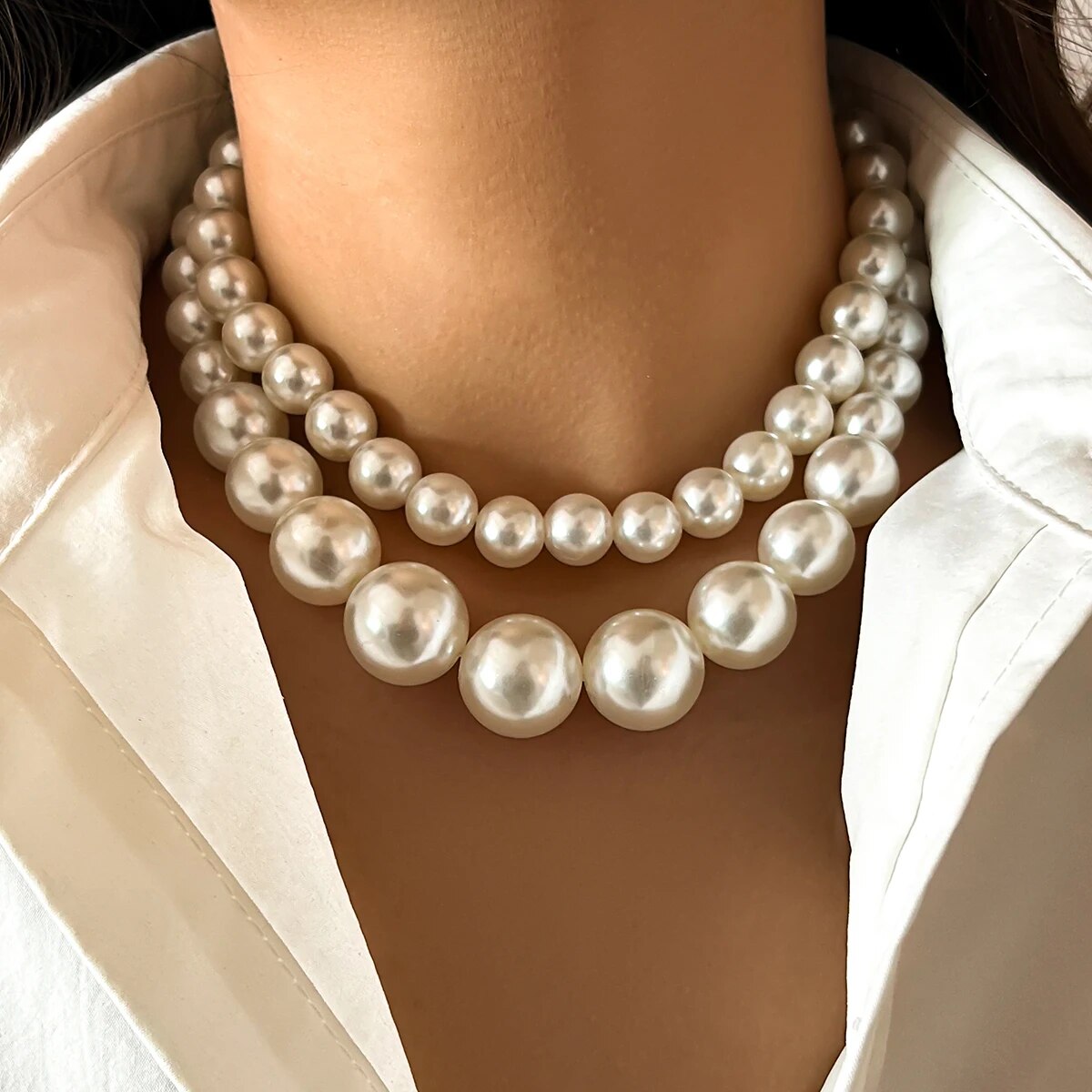 2 Pz/set Esagerato Grande Imit - Pearl Choker Necklace Vintage recensione e prezzo